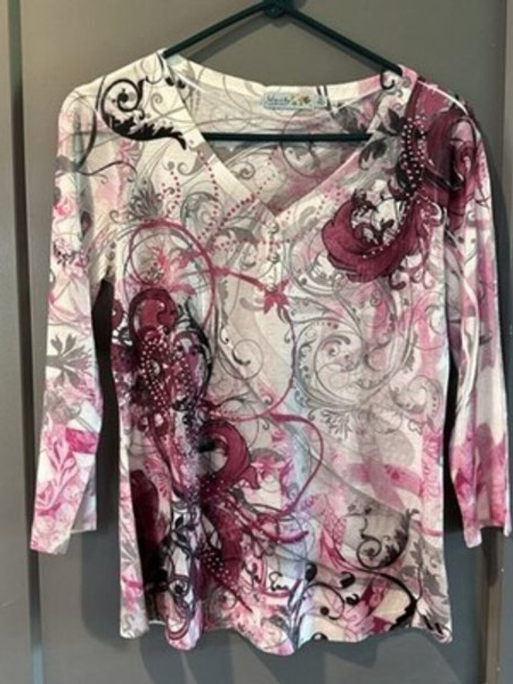Women’s 3/4 Sleeve Blouse Pink Paisley Unity World Wear Petite Large